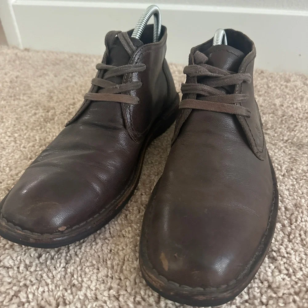 John Varvatos Chukka Boots Mens 9.5 Brown Leather Lace Up F505K48 Q683